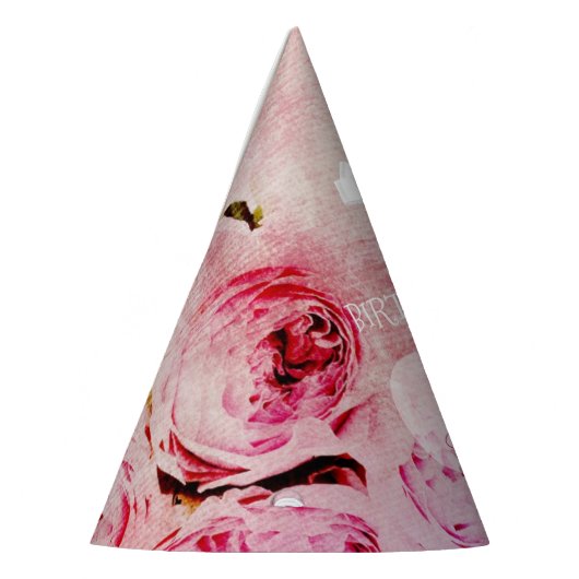 Birthday Party Hat Birthday Girl Pink Roses Floral Partyhütchen (Links)