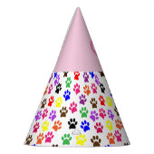 Birthday Party Hat Dog Paw druckt Muster rosa Partyhütchen (Links)