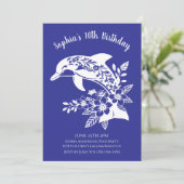 Birthday Party-Hawaiian Dolphin Tropical Blume Einladung (Stehend Vorderseite)