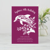 Birthday Party-Hawaiian Dolphin Tropical Blume Einladung (Stehend Vorderseite)