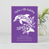 Birthday Party-Hawaiian Dolphin Tropical Blume Einladung (Stehend Vorderseite)