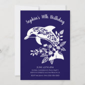 Birthday Party-Hawaiian Dolphin Tropical Blume Einladung (Vorderseite)