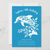 Birthday Party-Hawaiian Dolphin Tropical Blume Einladung (Vorderseite)