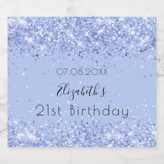 Birthday Party hellblauer Name Schaumweinetikett (Einzelnes Label)