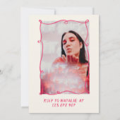 Birthday Party, helle Hand Drawn Bow 21. Foto Einladung (Rückseite)