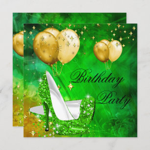Birthday Party High Heels Limette Green Gold Einladung