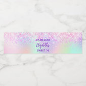 Birthday party holorgraphic pink purple wasserflaschenetikett (Einzelnes Label)