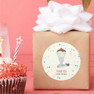Birthday Party Ice Cream Sundae Vielen Dank Runder Aufkleber