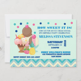 Birthday Party Ice Creme Social Einladung