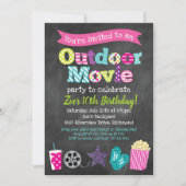 Birthday Party im Freien (Mädchen) - Chalkboard Einladung (Vorderseite)