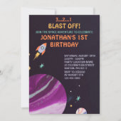 Birthday Party im Weltraum Einladung (Vorderseite)