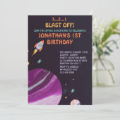 Birthday Party im Weltraum Einladung (Stehend Vorderseite)