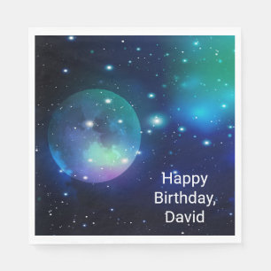 Birthday Party im Weltraum und in den Stars Serviette