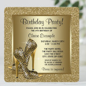 Birthday Party in Black and Gold Leopard Einladung