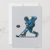 Birthday Party in Blue and Grey Hockey Einladung (Rückseite)