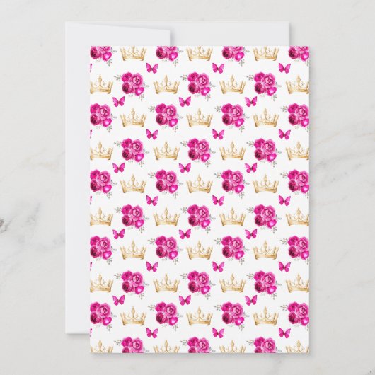 Birthday Party in Hot Pink Dark Skin Princess Einladung (Rückseite)