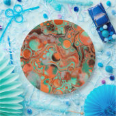 Birthday Party in Orange und Brown Abstrakt Art Pappteller (Party)