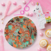 Birthday Party in Orange und Brown Abstrakt Art Pappteller (Party)