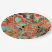 Birthday Party in Orange und Brown Abstrakt Art Pappteller (Schrägansicht)