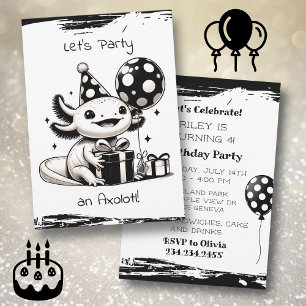 Birthday Party in Schwarz und Weiß Einladung
