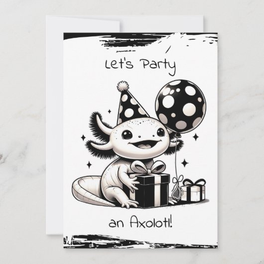 Birthday Party in Schwarz und Weiß Einladung (Vorderseite)