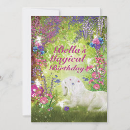 Birthday Party in Unicorn Fairy Woodland Einladung