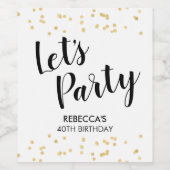 Birthday Party Individuelle Name Gold Imitats Foil Weinetikett (Einzelnes Label)