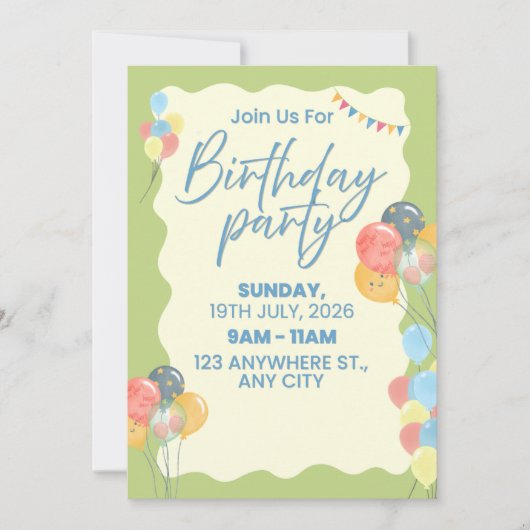 Birthday Party Invitation (Vorderseite)