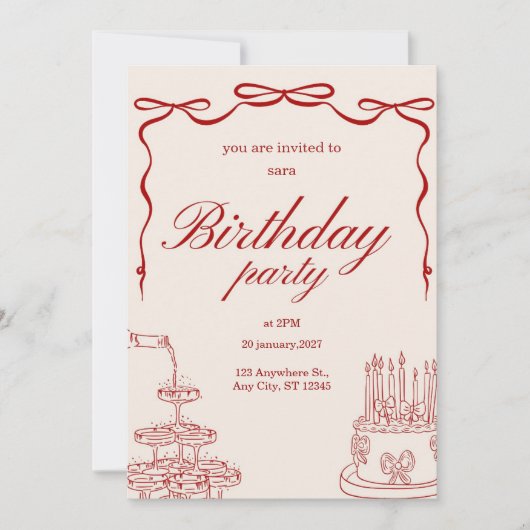 birthday party invitation card einladung (Vorderseite)