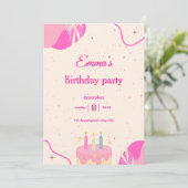Birthday Party Invitation for Girls. Einladung (Stehend Vorderseite)