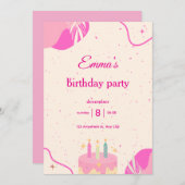 Birthday Party Invitation for Girls. Einladung (Vorne/Hinten)