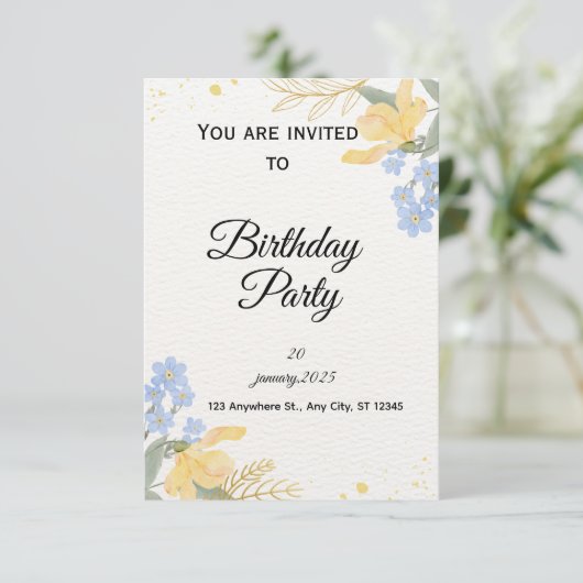 Birthday Party Invite Einladung (Stehend Vorderseite)