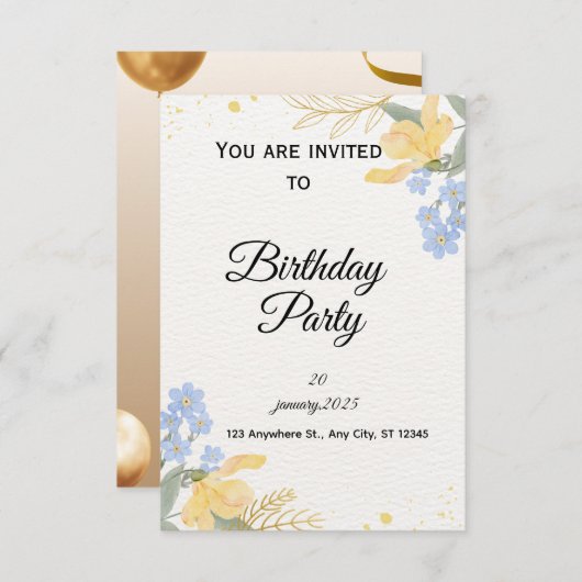 Birthday Party Invite Einladung (Vorne/Hinten)