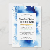 BIRTHDAY PARTY INVITE Moderne Aquarell cool blau Einladung (Vorderseite)