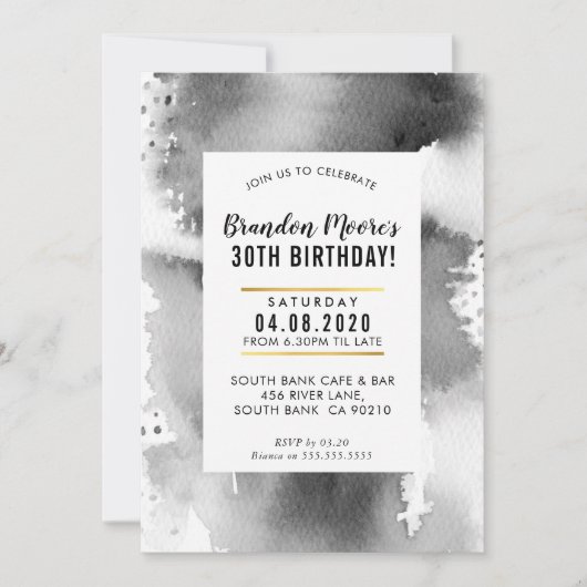 BIRTHDAY PARTY INVITE moderne Aquarellfarbe männgr Einladung (Vorderseite)