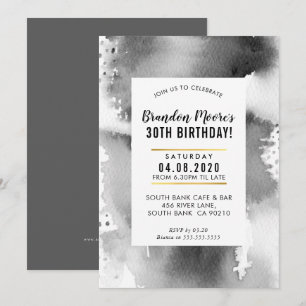 BIRTHDAY PARTY INVITE moderne Aquarellfarbe männgr Einladung