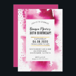 BIRTHDAY PARTY INVITE Modernes Aquarell fett rosa Einladung<br><div class="desc">von kat massard >>> kat@simplysweetPAPERIE.com << Ein supereinfaches, aber stilvolles Einladungsdesign für Ihren Geburtstag. Wow Ihre Freunde und Familie mit dieser kleinen Zahl .D Setup als Vorlage ist es einfach für Sie, Ihre eigenen Details hinzuzufügen, oder drücken Sie die Schaltfläche Anpassen und Sie können Text, Schriftart, Größen etc. TIPP:: 1....</div>
