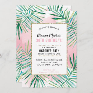 BIRTHDAY PARTY INVITE tropische Palmen Blätter lua Einladung