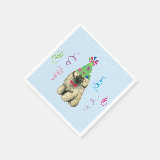 Birthday Party Keeshond Napkins Serviette (Ecke)