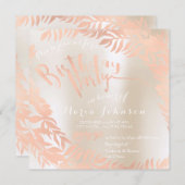 Birthday Party Leafen Wreath Elfenbeinküste Rose G Einladung (Vorne/Hinten)