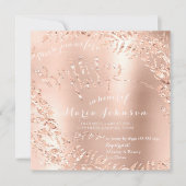 Birthday Party Leafs Wreath Glam Pink Rose Gold Einladung (Vorderseite)