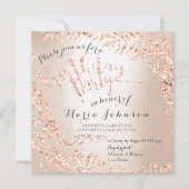Birthday Party Leafs Wreath Ivory Pink Rose Gold Einladung (Vorderseite)