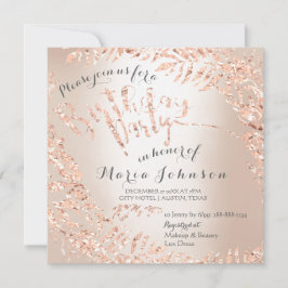 Birthday Party Leafs Wreath Ivory Pink Rose Gold Einladung