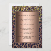 Birthday Party Leopardenprint Bronze Einladung (Vorderseite)
