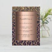 Birthday Party Leopardenprint Bronze Einladung (Stehend Vorderseite)
