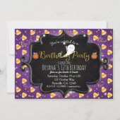 BIRTHDAY PARTY Lila Candy Corn Ghost Einladung (Vorderseite)