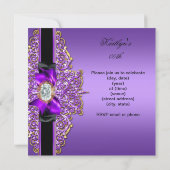 Birthday Party Lila Gold Juwelen Image Einladung (Rückseite)