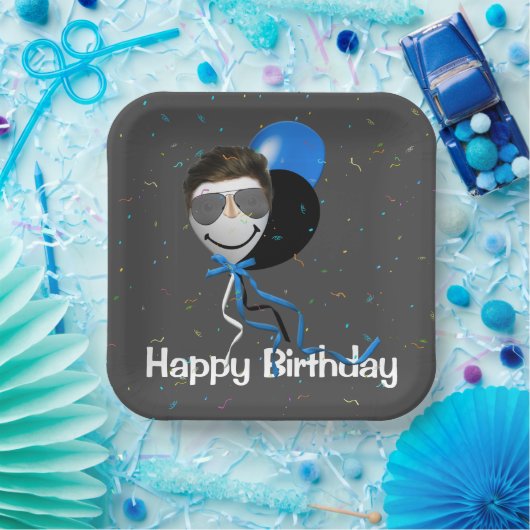 Birthday Party Man in Balloon Pappteller (Party)