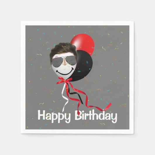 Birthday Party Man in Balloon Serviette (Vorderseite)