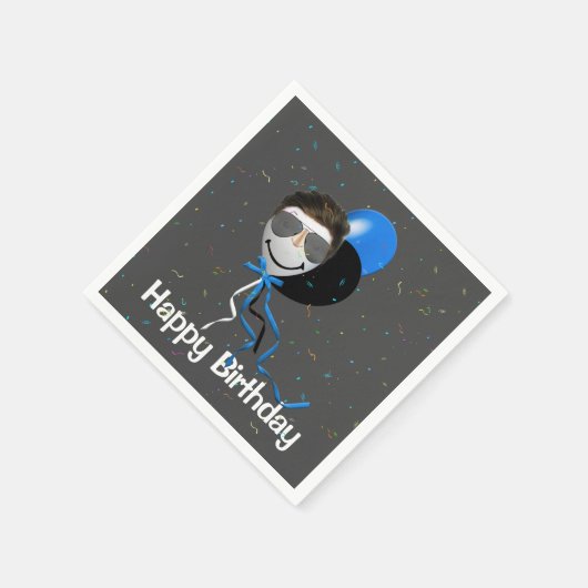 Birthday Party Man in Balloon Serviette (Ecke)